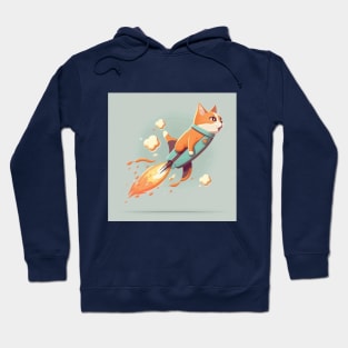 Cat Riding a Rocket Hoodie